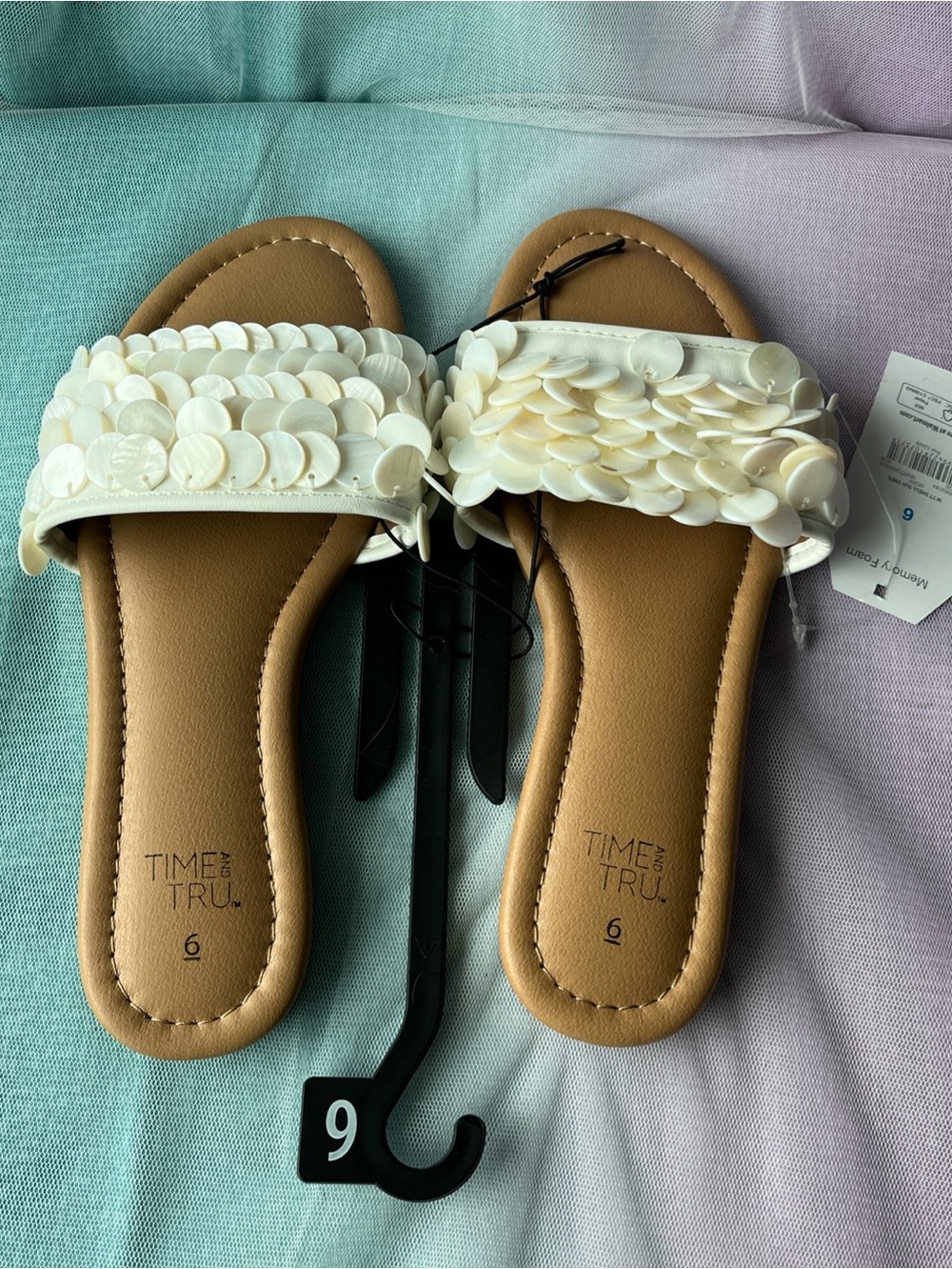Time and Tru Women's Shell Slide Sandals, Size 6